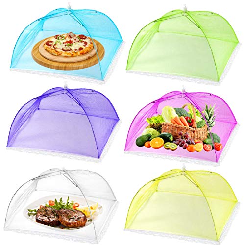 Juego de 6 Cubierta Protectora Alimentos Fresca, Mosquitera comida desplegable cubre platos para Cocina, Barbacoa, Picnics, Fiesta al Aire Libre, multicolor