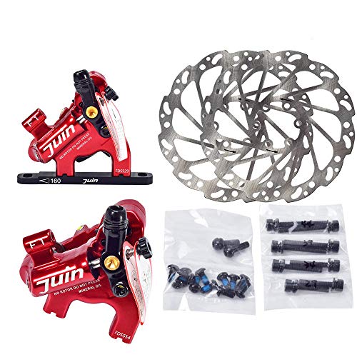 JUIN Tech F1 Juego de Frenos de Disco hidráulicos de Montaje Plano Road CX de 160 mm con Rotor (Rojo)