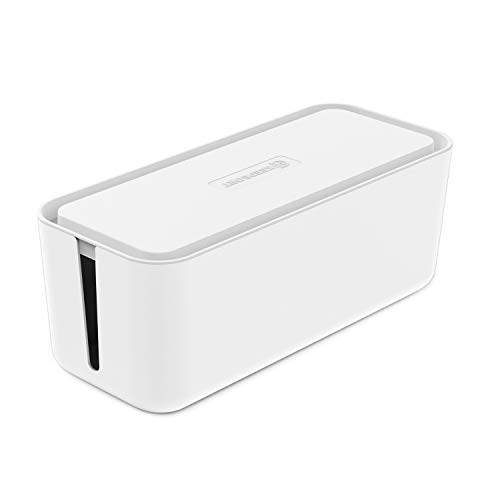 KEEPSORT® Caja de cables extragrande para máxima seguridad en el hogar – Organizador de cables para guardar regletas, adaptadores de carga, routers, etc. (XXL, blanco)