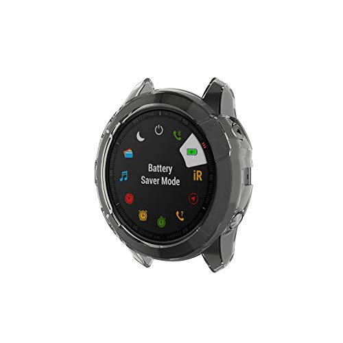 Keweni Carcasa para Garmin Fenix 6X,Funda Protectora de Silicona TPU de Repuesto para Funda Protectora a Prueba de Golpes e irrompible para Garmin Fenix 6X (Negro + Transparente)