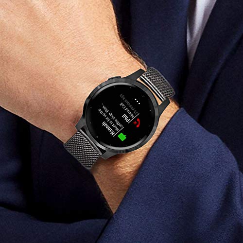 Keweni Correa Compatible con Garmin Vivoactive 4S, Correas de Repuesto de Reloj Inteligente de Metal de 18mm para Garmin Vivoactive 4S / 3S (Negro)