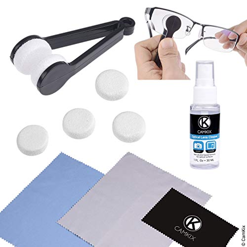 Kit de Limpieza para Gafas/Lentes de Sol - Herramienta de Limpieza para Lentes con 2 Conjuntos de Almohadillas, Atomizador de Limpieza para Lentes, 3 Paños de Microfibra - Resultados Impecables