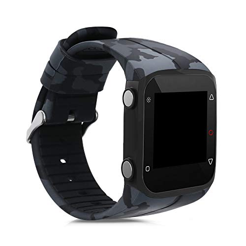 kwmobile Pulsera Compatible con Polar M400 / M430 - Brazalete de Silicona y TPU Camouflage Gris Oscuro/Negro/Gris Claro