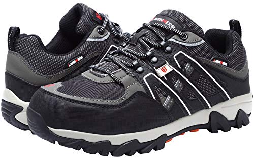 LARNMERN PRO Zapatos de Seguridad Hombre Punta de Acero Anti-Deslizante Zapatos de Trabajo Anti-punción Zapatillas de Seguridad Reflectante Ligero Transpirables Calzado de Seguridad Gris Talla 44EU