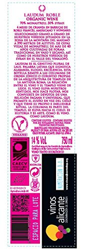 LAUDUM ROBLE - CAJA 6 BOTELLAS - VINO TINTO ALICANTE DOP - 70% MONASTRELL 30% SYRAH - 4 MESES CRIANZA - VINO ECOLÓGICO