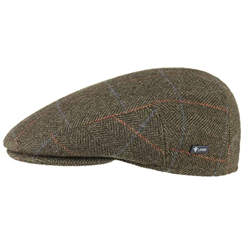 LIPODO Gorra Estampado a Cuadros - Gorra con Lana Forrada - Made in Italy - Tallas 49-61 cm - Gorra de Hombre con Pico - Gorra otoño/Invierno Verde Oliva 61 cm