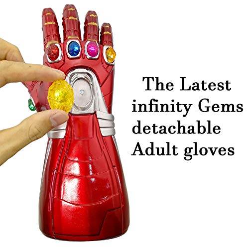 LIUQI Iron Man Infinity Gauntlet, Iron Man Glove LED with Removable Magnet Infinity Stones-3 Flash Modes Halloween Cosplay Glove