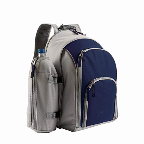 LIVOO Feel good moments - SE970B Mochila aislante para picnic, 4 personas | 29 accesorios incluidos, cubiertos, platos, vasos, toallas para comidas al aire libre | azul/gris SE970 Gris