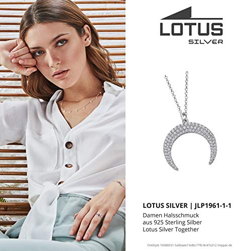 Lotus Silver Collar de plata de ley 925 de media luna LP1961-1-1 con circonitas