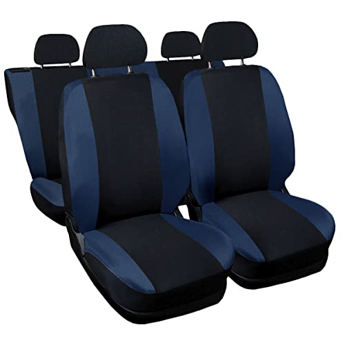 Lupex Shop Zip_N.BS - Fundas universales para Asientos de Coche, Fabricadas en Italia, Color Negro/Azul Oscuro