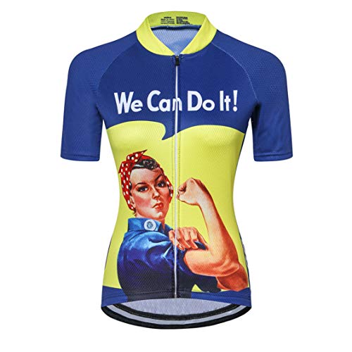 Maillot de Ciclismo para Mujer con Cremallera Manga Corta Ropa de Ciclismo de Carretera Equipo Profesional de Carreras BTT para Mujer Ropa de montaña Transpirable Amarillo y Azul M