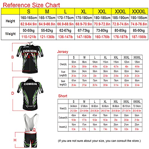 Maillots Ciclismo Hombre Conjunto de Ropa Verano Bicicleta Manga Corta +9D Gel Pad para Pantalones Cortos (Negro, 2XL)