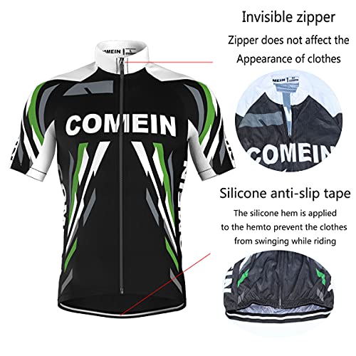 Maillots Ciclismo Hombre Conjunto de Ropa Verano Bicicleta Manga Corta +9D Gel Pad para Pantalones Cortos (Negro, 2XL)