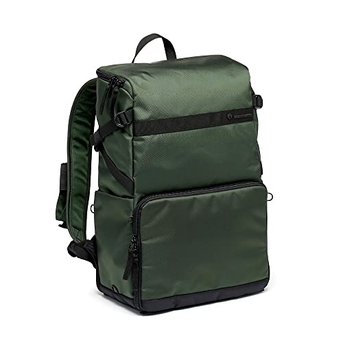 Manfrotto Street Slim Mochila para Cámaras Réflex y sin Espejo, Acceso Frontal y Trasero, Inserto Extraible para Cámera y Portátil, Mochila Compacta para Accesorios de Fotografía, Color Verde