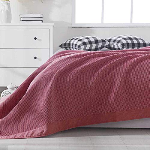 Manta de sofá Algodón puro simple a cuadros color Oficina del acondicionador de aire Toalla Manta Sencilla Doble Persona cubierta de la siesta Mantas Colcha de cama-pink_style_B_200x230cm Siesta manta