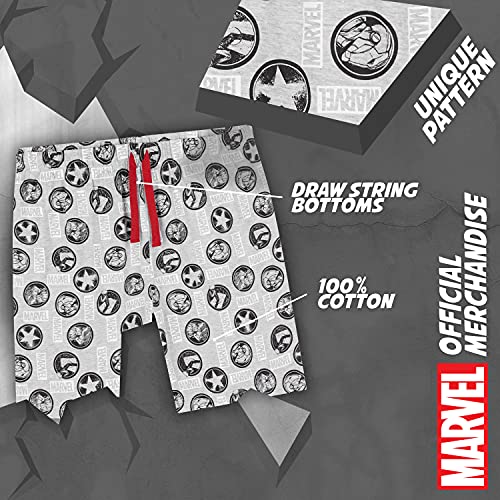 Marvel Pijama Hombre Verano, Conjunto Pijama para Hombre De Algodón, Pijama Corto con Iron Man, Capitán América, Hulk y Thor, Tallas Grandes Hombres M-3XL (3XL, Negro)