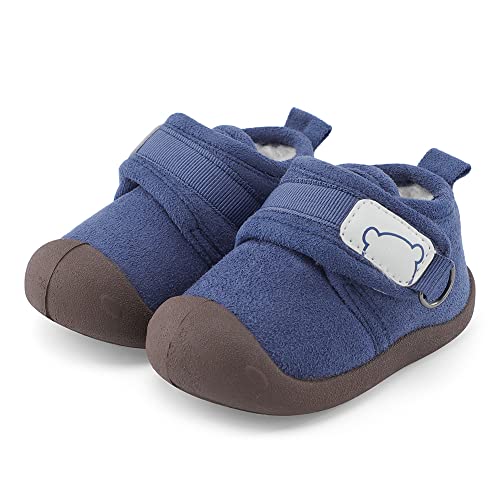 MASOCIO Zapatos Bebe Niño Niña Invierno Patucos Botas Botines Botitas Bebé Zapatillas Primeros Pasos Antideslizante Azul Talla 24 (CN 21)