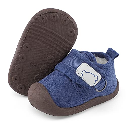 MASOCIO Zapatos Bebe Niño Niña Invierno Patucos Botas Botines Botitas Bebé Zapatillas Primeros Pasos Antideslizante Azul Talla 24 (CN 21)