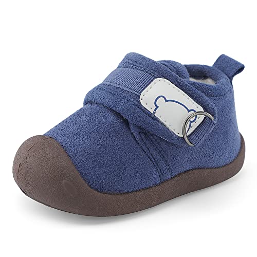 MASOCIO Zapatos Bebe Niño Niña Invierno Patucos Botas Botines Botitas Bebé Zapatillas Primeros Pasos Antideslizante Azul Talla 24 (CN 21)