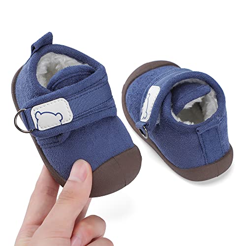 MASOCIO Zapatos Bebe Niño Niña Invierno Patucos Botas Botines Botitas Bebé Zapatillas Primeros Pasos Antideslizante Azul Talla 24 (CN 21)