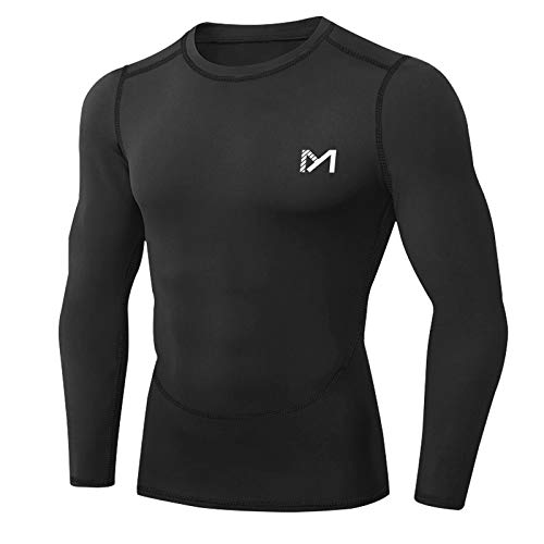 MEETYOO Camiseta Compresion Hombre, Ropa Deportiva Manga Larga Base Layers para Running Gym Ciclismo