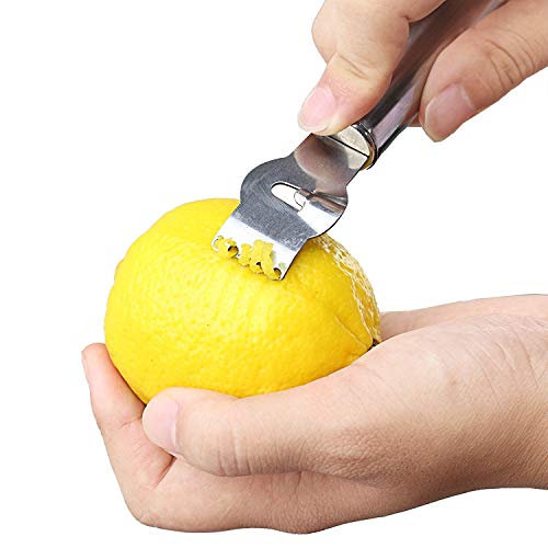 MINGZE Limón Naranja Frutas pelador Herramienta de pelar Profesional para Cocina, Utensilio para Cocktails Multifunción, Limón Acero Inoxidable Zester Rallador Naranja Cítrico Cocina Peeler Tool