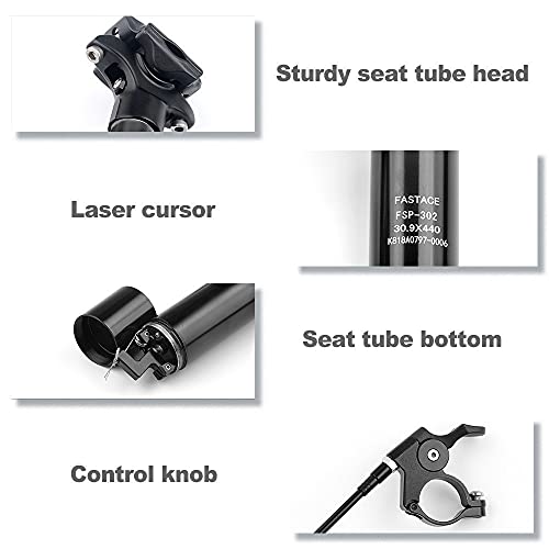 MiOYOOW Tija telescópica de 30,9 mm/31,6 mm para sillín de bicicleta de aleación de aluminio ajustable en altura