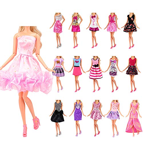 Miunana mucho 22 ARTICULOS: 12 Piezas Vestido Fashion Falda Mini Fiesta Ropas Casual + 10 Zapatos Accesorios como Regalo Estilo al Azar para 11.5 Pulgada 30CM Muñeca