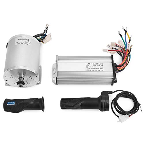 Mophorn 1800W Motor Eléctrico Sin Escobillas 48V DC Motor con Controlador de Velocidad 32A y Acelerador para Go Karts E-bike Acelerador Eléctrico Motocicleta