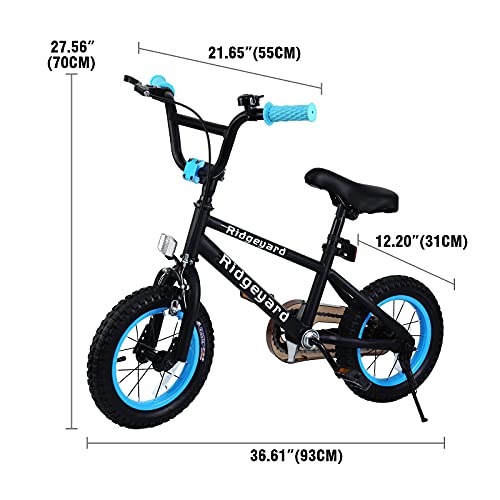 MuGuang – Bicicleta infantil para niñas y niños a partir de 3 – 4 años | Bicicleta infantil de 12 pulgadas para niños BMX Freestyle | Bicicleta para niños | Prueba sin riesgo (azul marino)