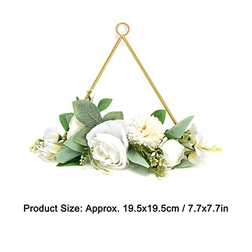 mumisuto Aro Floral, Corona de Anillo de Metal Simple y de Moda Corona Artificial para Colgar en la Pared para Bodas, cafetería, hogar(Triangle)