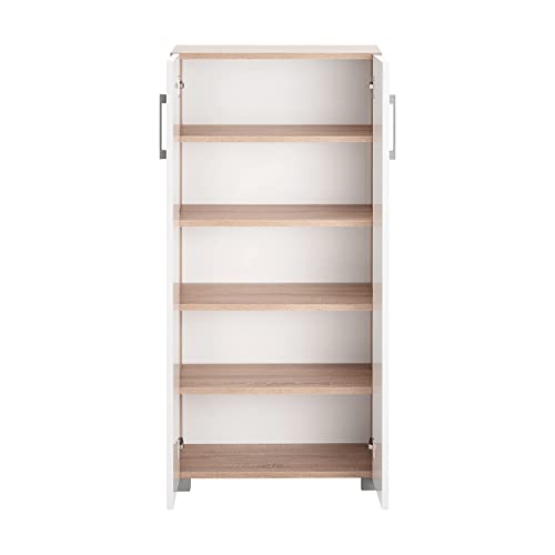 MyosHome - Mueble Zapatero Armario De 60 x 32 x 124 cm Sileno (Roble Blanco)