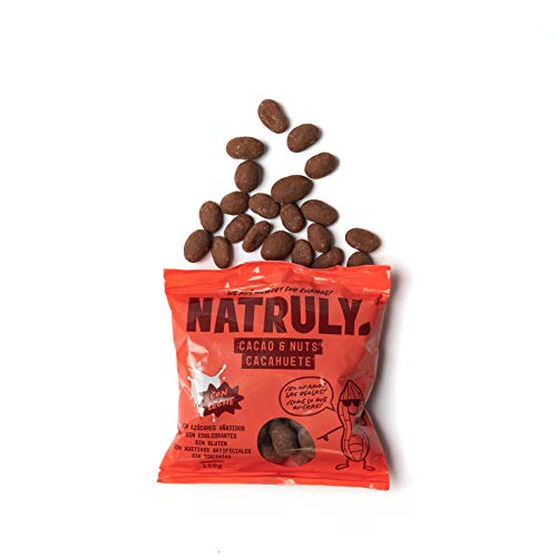 Natruly Cacao&Nuts Cacahuetes con Chocolate sin Azúcar y sin Edulcorantes, Sin Gluten, Chocolate con Leche sin Azúcar – Pack 3x150 gr