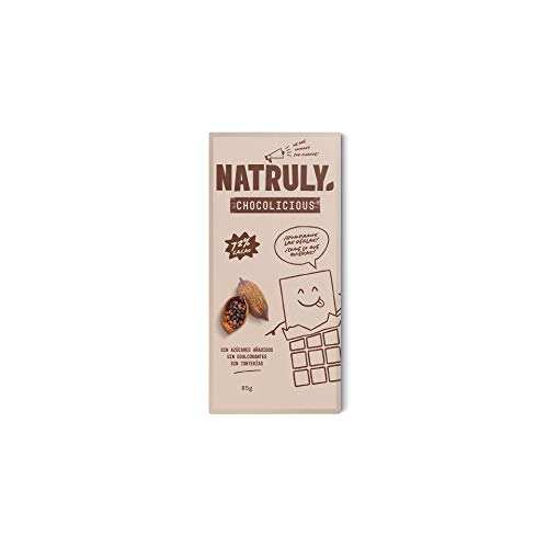 NATRULY Tableta de Chocolate sin Azúcar y sin Edulcorantes | Endulzado con Fibra de Achicoria | Sabor Chocolate Negro 72% Cacao -Pack 2x85 g