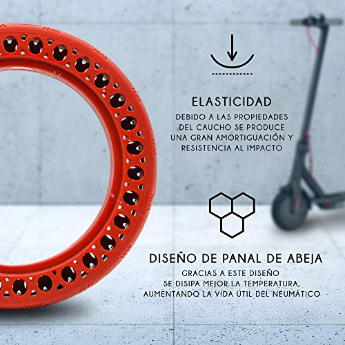 Neumático Xiaomi m365, Xiaomi m365 accesorios, ruedas macizas xiaomi m365. 2 neumáticos repuestos patinete Xiaomi m365. Rueda Xiaomi m365 Rojo