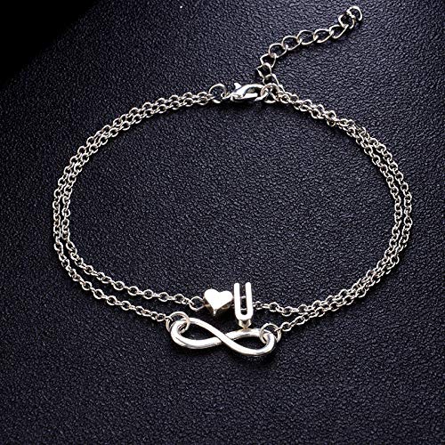 NIUBKLAS Tobillera Pulsera  AZ Letra preliminar Tobillo Mujer Plata corazón Pier Pulsera Mujer Tobillera Cadena joyería pie-p