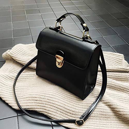 Nueva Bolsos de Hombro Piel Vintage Salvaje de Mujer Bolso Bandolera de Mujer Diario Vida Pequeño Bolsos Totes Señora de Concha Bolsos de Mano Simple Atmósfera Paquete de Corona (Negro)