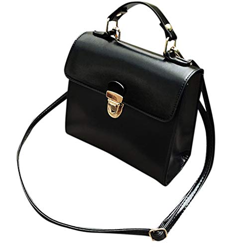 Nueva Bolsos de Hombro Piel Vintage Salvaje de Mujer Bolso Bandolera de Mujer Diario Vida Pequeño Bolsos Totes Señora de Concha Bolsos de Mano Simple Atmósfera Paquete de Corona (Negro)