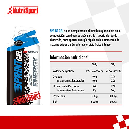 Nutrisport - Sprint Gel, Energía Rápida, Azúcares de Rápida Absorción, Acido Lipoico, Caja de 24, 24x30 gr