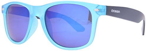 Ocean Sunglasses Beach Wayfarer - Gafas de Sol polarizadas - Montura : Azul Claro/Marrón Mate - Lentes : Azul Espejo (18202.34)