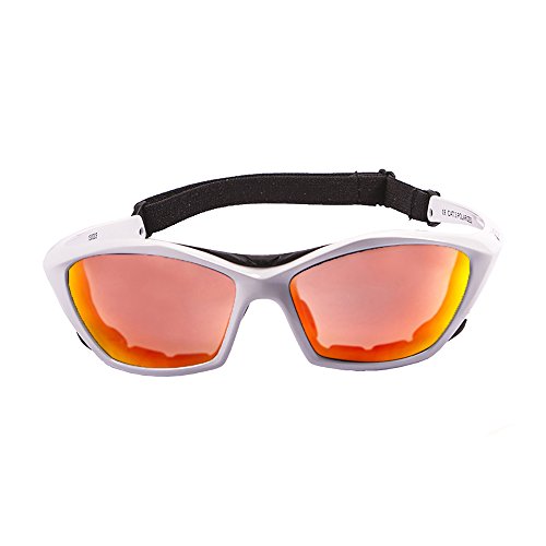 Ocean Sunglasses Lake Garda - Gafas de Sol polarizadas - Montura : Blanco Brillante - Lentes : Amarillo Espejo (13001.3)