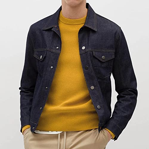 OMIDM Suéter de los Hombres Pescador de Hombres Irish Rib Crescero Cuello Suéter Autumn Winte Hombres Suéteres Streetwear Jerseys de Hombre (Color : Navy Blue, Size : S)