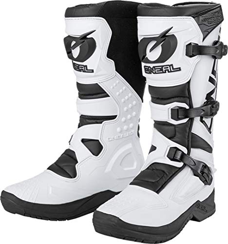 O'NEAL | Botas de Motocross | Enduro de Motocross | Protección interior de tobillos, pies y zona de cambio, forro perforado, microfibra de Perdurable | Botas RSX | Adultos | Blanco | Talla 48