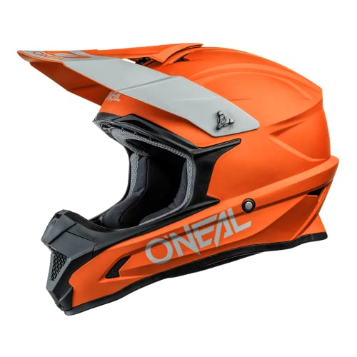 O'NEAL | Casco de Motocross | Motocicleta Enduro | Carcasa ABS, Norma de Seguridad ECE 22.05, Ventilaciones para una óptima ventilación y refrigeración | Casco 1SRS Solid | Adulto | Naranja | Talla L