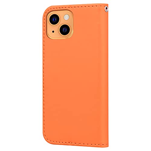 ONETHEFUL iPhone 13 Mini Funda Cartera Carcasa Flip Cover Libro Case Fundas Protectoras de Piel Sintética para el Teléfono iPhone 13 Mini Naranja