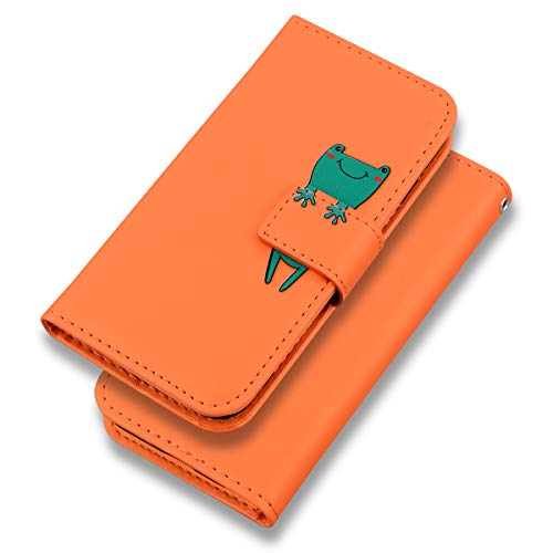 ONETHEFUL iPhone 13 Mini Funda Cartera Carcasa Flip Cover Libro Case Fundas Protectoras de Piel Sintética para el Teléfono iPhone 13 Mini Naranja