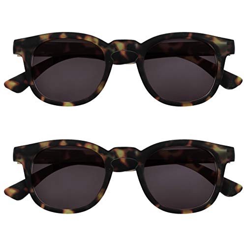 Opulize Bay Pack 2 Grueso Redondo Hombres Mujeres Carey Marrón Mate Lectores De Sol Gafas De Lectura UV400 SS97-2 +3,00