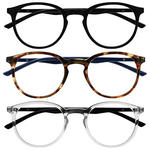 Opulize Met Pack 3 Bloqueo Luz Azul Gafas Computadora Juego De Azar Negro Marrón Claro Hombres Mujeres BBB60-12C +0,00