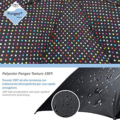 Paraguas Bolero de lluvia Mini plegable cortavientos - Apertura y cierre automático - Tejido Pongee 190T - Portátil y de bolsillo