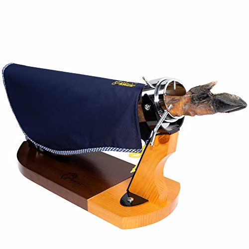 PECELLÍN Cubre Jamon PROFESIONAL, Cubrejamonero de Tela 57cm, Fabricado en España, Cubrejamon con 35% Algodon y 65% Poliester, Funda para Cubrir Patas y Paletas de Jamones Color Azul